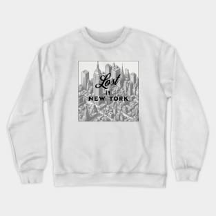 New York Retro Style Street Map Pencil Art in B/W Crewneck Sweatshirt